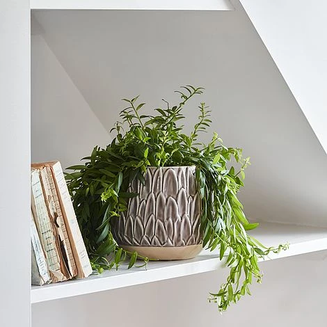 Arles Leaf Embossed Mocha Planter H24Cm D28Cm - Image 2