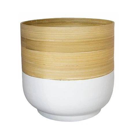 Bamboo White Planter D28Cm