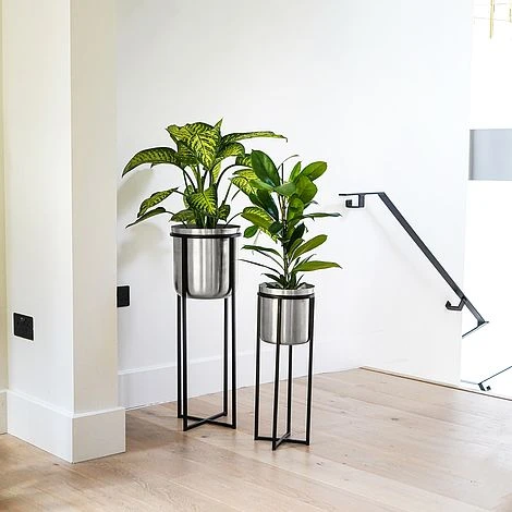 Calla Planter Stand Black/Pewter H78CM D29CM - Image 2