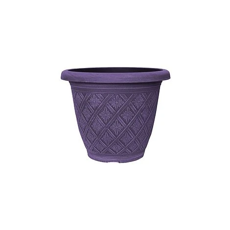 Woven Blossom Planter 41cm Brushed Wood Effect Violet
