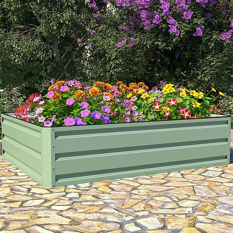 Metal Raised Garden Bed - Light Green - Image 3