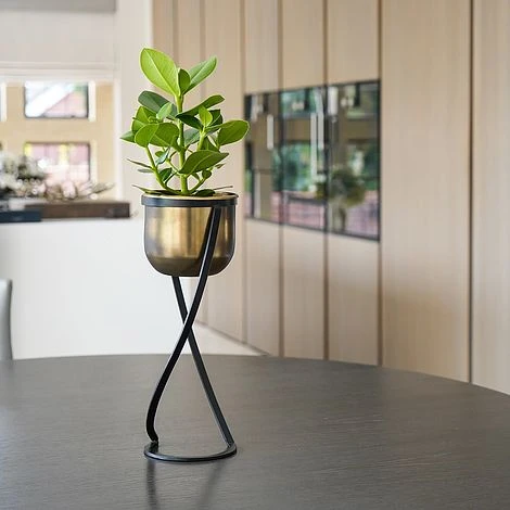 Indoor Kensington Tall Brass Metal Round Planter On Stand H42Cm W20Cm - Image 2