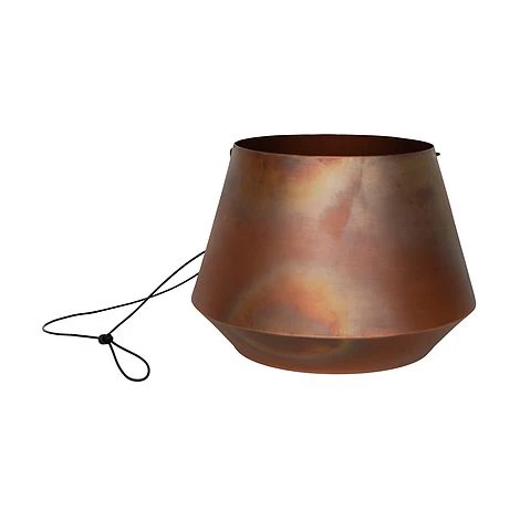 Indoor Soho Aged Copper Hanging Planter With Leather Strap H15Cm D21Cm