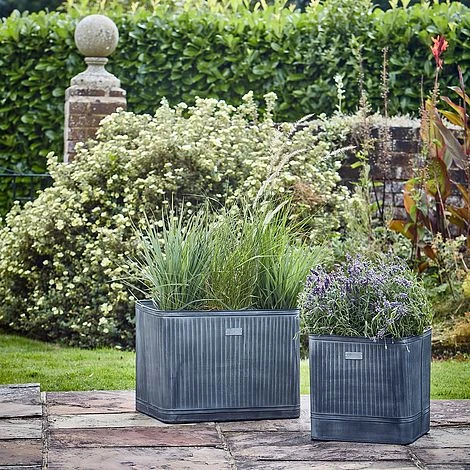 Outdoor Hampton Square Galvanised Metal Planter H35Cm W34Cm - Image 2