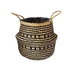 Seagrass Tribal Black Lined Basket Medium H30Cm D35Cm