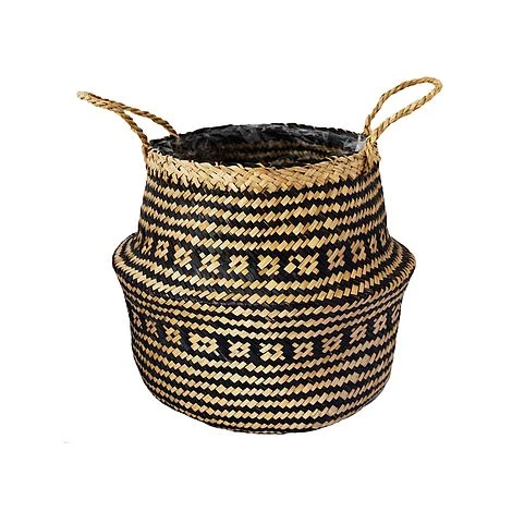 Seagrass Tribal Black Lined Basket Medium H30Cm D35Cm