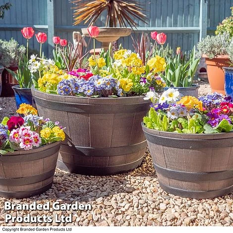 Wooden Barrel Effect Planter – Large - Image 5